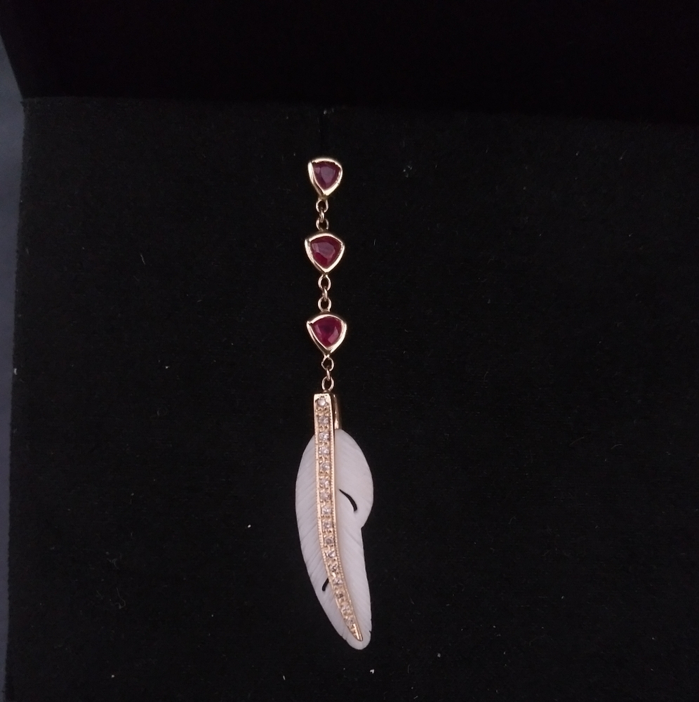 Jacquie aiche ruby feather single earring